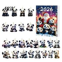Collectible Panda Box Set Advent Calendars 2026, 2D Acrylic Cute Hanging Ornaments for Decorations Car Xmas Tree, 24 Days Christmas Countdown G gray