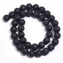 Multiple Sizes Volcanic Lava Beads Lava Stone Loose Beads Round Beads  For Necklace Bracelet Black-6mm black