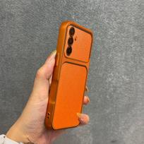 Luxury Faux Leather Case for Samsung Galaxy A56 5G,A55,A54,A37,A36,A35,A34,A26 5G,A24 Shockproof Big Window Galaxy A37 5G oranžinė
