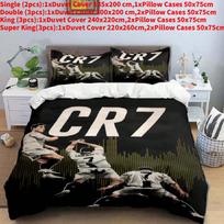 Football Ronaldo Digital Printing Bedding Set With Active Dye For Home Decor Style F,135X200cm black