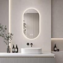 Ovalus LED sieninis ir vonios veidrodis su lietimo šviesa, 3 reguliuojamos šviesos spalvos, apsaugos nuo rasojimo funkcija, 5 mm HD sidabrinis stiklas 40*60