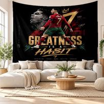 Cristiano Ronaldo Sieninis gobelenas, Minkšto audinio sieninė dekoracija, Dekoratyvinis fonas miegamajam, Namų sienų menas 100cmx150cm