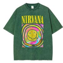 NIRVANA - Smiley Face T shirt M-5XL HEAVY METAL BAND Distressed Vintage Tee Tees Unisex T-Shirt L yellow