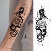 Kūrybiškas gyvatės ir skorpiono gėlės tatuiruotės lipdukas - Laikinas rankos dizainas 19.8x9.6 CM