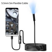 Type-C Endoscope Camera 5.5MM Mini Probe 6 Adjustable LEDs USB Inspection Borescope for DIY Home Repair Use 5M