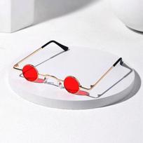 Xiaomi Vintage Rock Punk Man Sunglasses Classic Small Round Sunglasses Women Wide Bridge Metal Frame Black Lens Driving Eyewear raudona