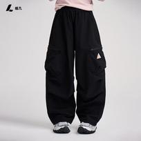 Kids Outdoor Durable Cargo Wide Leg Functional Long Trousers With Zipper Pocket 120cm juoda