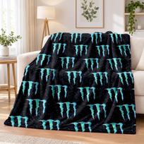 Monster Energy Flannel Throw Blanket Soft Warm Cozy For Sofa Bed Indoor Home Bedroom Use 80cmx120cm blue