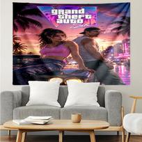 GTA 6 Print Tapestry, Backdrop, Easy Setup, Ideal for Bedroom, Office & Living Room, with Aesthetic Wall Hanging Decor. 130cmx150cm