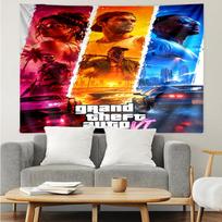 GTA 6 Print Tapestry, Backdrop, Easy Setup, Ideal for Bedroom, Office & Living Room, with Aesthetic Wall Hanging Decor. 150cmx200cm