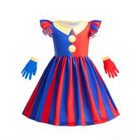 Pomni Halloweeno kostiumas vaikams The Amazing Digital Circus personažas Suknelė, pirštinės ir pliušinis žaislas rinkinys Cosplay vakarėliui 150(9-10Y) red