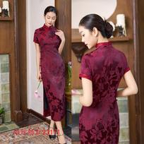 Old Shanghai retro Chinese style middle-aged and elderly mother long short-sleeved cheongsam spring high-end banquet cheongsam XXL