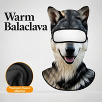 Stretchy Unisex Balaclava Mask Warm Lining Animal Head Cover Winter Full Face Mask  Skiing Cycling Style-E black
