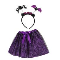 2Pcs Spiders Tutus Skirt with Spiders Headbands Set Halloween Spiders Costume Accessories 1 black