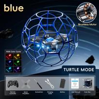 Original V51 Drone for Soccer Competition 3D Full Protection Brushless RC Quadcopter with 360° HD FPV Camera RC Flying Ball Kids Gift Toys 1 battery mėlyna
