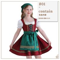 Helovino Bavarietiškas Vaikų Kostiumas Padavėjos Suknelė Oktoberfest Pastoralinė Mergaitėms Lolita Ūkininko Suknelė 150cm gray