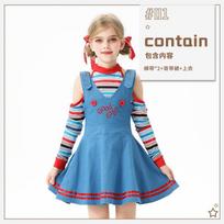 Halloween Children's Costume Horror Ghost Baby Maid Dress Epiphany Circus Clown Costume Girls 120cm gray