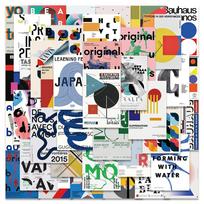40Pcs Bauhaus Avant-Garde Art Poster Painting Cool Graffiti Abstract Sticker Skateboard Phone Laptop Luggage Decals Stickers gray