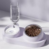 Pet Bowls Automatic Water Dispenser Feeder Cat Dog Food Water Bowl Non-Slip Pet Feeding Supplies violetinė