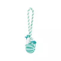 Žaislas šunims | Trixie Denta Fun kamuolys su virve, mėtinis, natūrali guma, ø 7 cm / 24 cm