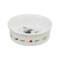 Dubenėlis katėms | Trixie keraminis dubenėlis su katės ir pelės motyvu, 0,2 l, ø 12 cm, baltas