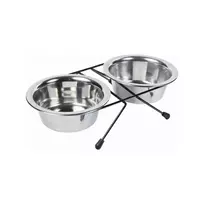 Dubenėlis | Trixie dubenėlių komplektas su stovu, nerūdijantis plienas/metalas, 2 × 0,45 l, ø 13 cm