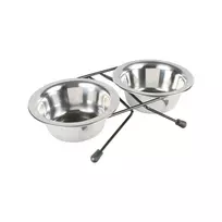 Dubenėlis | Trixie dubenėlių rinkinys su metaliniu stovu, 2 × 0,2 l, ø 11 cm, 24 × 6 × 14 cm