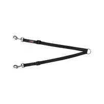 Pavadėlis šunims | Trixie Premium dvigubas pavadėlis (jungtis dviem šunims), M–L, 40–70 cm / 20 mm, juodas