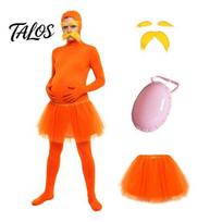 Helovino Cosplay Apranga Oranžinis Pilnas Bodis, su Tiulio Sijonu, Netikra Pilvo Dalimi, Geltonais Üsais ir Antakiais, Atviru Veidu Zentai Kostiumas, Unitardas 190cm B orange