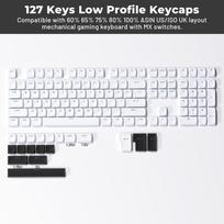 Xiaomi XVX BOW Shine Through Low Profile Keycaps Skyline R2 Double-Shot PBT Key Cap Compatible ASIN US Black/White 127 Keys balta