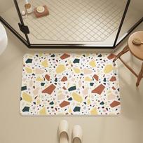 Hard diatom mud terrazzo bathroom absorbent floor mat Nordic bathroom non-slip bath floor mat light luxury 50x80cm19.7x31.5in white