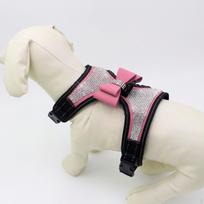 Dog Harness Cute Bling Ties Chest Strap with Bow for Medium Small S L beige