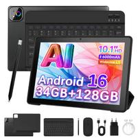 Android 16 Tablet, 10.1 Inch,34GB+128GB, Octa Core A523,6000mah Battery, Keyboard Mouse Set tablet+keyboard