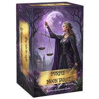 Purple Moon Tarot Cards Deck 78-Card Dark Fantasy Tarot Set With Guidebook Gothic Moon Themed Fortune Telling Cards For Beginner gray