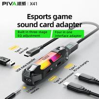 Piva X41 External Sound Card Adapter Tablet Phone Typec to Interface Converter 3.5mm Earphones USB Fast Charging PUBG Game Suita