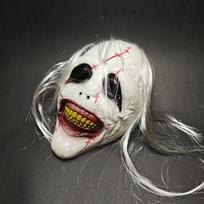 Halloween Horror Terrifier Art The Clown Full Head Mask With Blood Splatter For Cosplay Party Haunted House one size white
