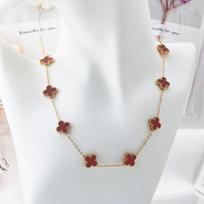 13mm Four-Leaf Clover Ten-Flower Necklace Double-Sided 18K Colorfast Women's Necklace white