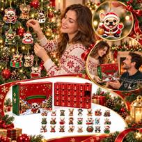 Christmas Advent Calendar with 2D Cute Pet Series Boxes, Christmas Tree Hanging Ornaments One Size raudona