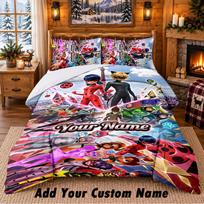 Miraculous Ladybug Custom Name 3Pcs Bedding Set 1 Bed Sheet 2 Pillowcases Bedroom Home Decor 180cmx210cm