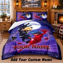 Miraculous Ladybug Custom Name 3Pcs Bedding Set 1 Bed Sheet 2 Pillowcases Bedroom Home Decor 140cmx200cm