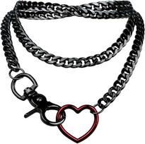 Women's Slip Chain Rainbow Heart O-Ring Chunky Chain Punk Necklace Cuban Jewelry Adjustable Lariat Y-Necklace Heart Loop Choker juoda