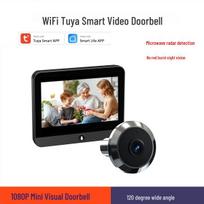 Tuya Smart WiFi Elektroninis Akutės Durų Skambutis: Belaidė grafiti kamera su nuotolinio valdymo pultu.