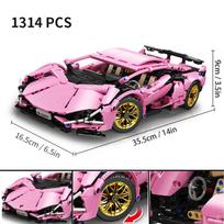 Techninė 1:14 Lenktyninis Sportinis Automobilis Modelis Konstruktoriaus Kaladėlės MOC Miesto Veniae Superautomobilis Suaugusiųjų Žaislas Berniukui Vaikams Kalėdinė Dovana bagged rožinė