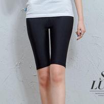 Summer bare-leg elastic glossy pants, nylon slim-fit foot-stepping leggings, pedal can be worn outside bright silk XL/2XL black
