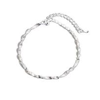 Hot Sale Sexy Beach Wave Bones Anklets Foot Chain with Stamp Silver Plated Foot Anklet Bracelet for Fashion Women white
