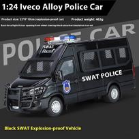 1:24 Mastelio IVECO Policijos Lydinio Automobilis Metalinis Modelis Garsas ir Šviesa Atgal Traukiamas Žaislas Interjero Papuošalai Vaikų Žaislai Dovanos Doiplay gray