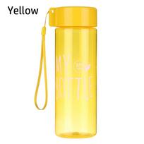 500ML Summer Large Capacity Plastic Sports Water Bottle Transparent Drinking Cup Coffee Juice Cup geltona