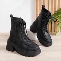 New Women Boots High Quality Cross Tied Leopard Print Casual Shoes Round Toe Mid Calf Fashion Boots for Women 40