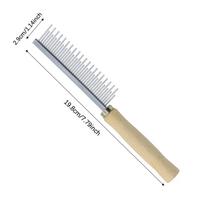 Professional Pet Hair Remover Comb for Dogs and Cats Smooth Grooming Brush with Ergonomic Wooden Handle Dog Grooming Equipment XS gray