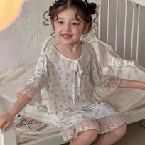 Little Girls Short Sleeve Thin Princess Style Summer Kids Sleepwear Nightgown 160cm gray